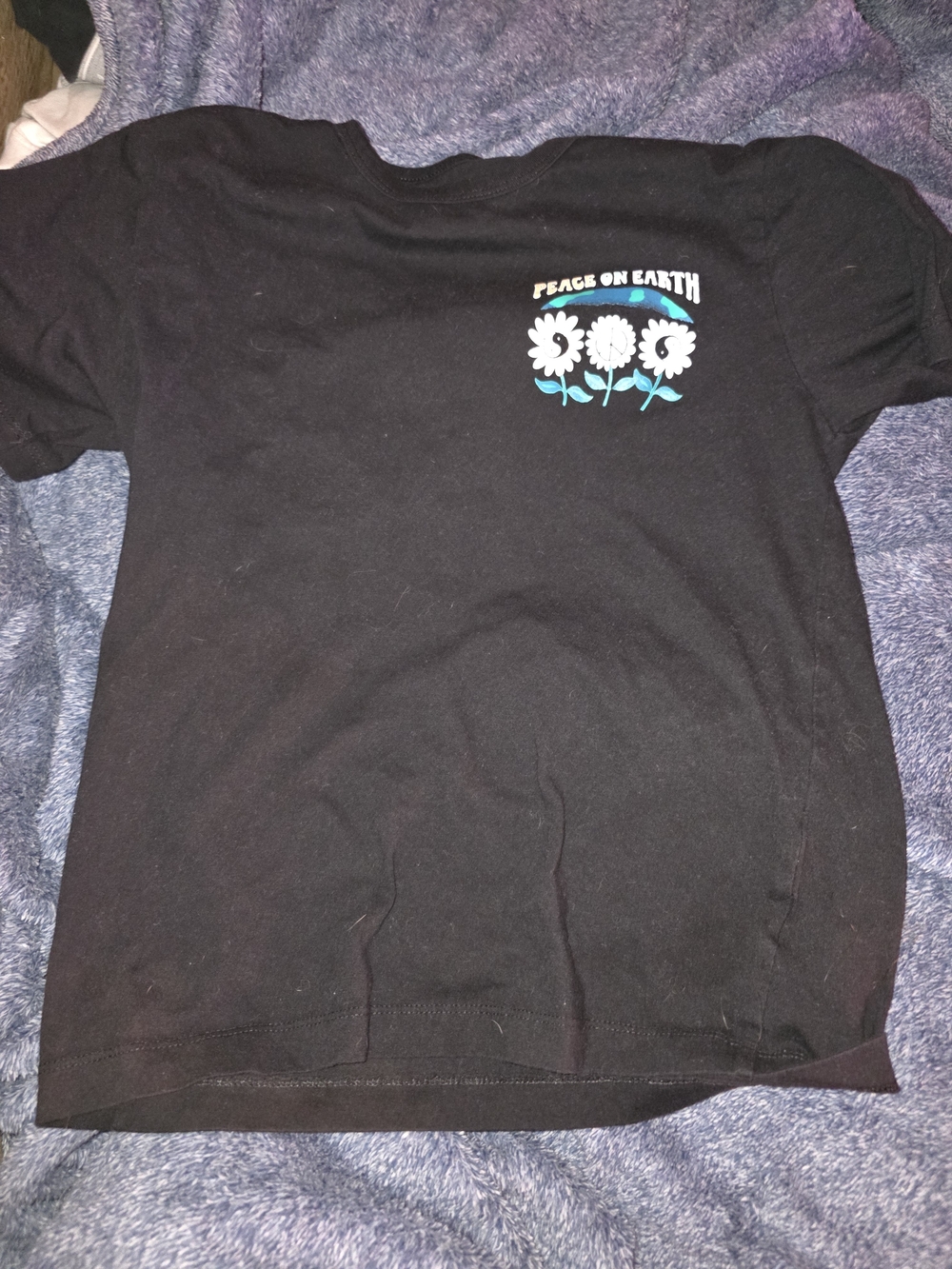 Peace On Earth Black Kids Short Sleeve Tee